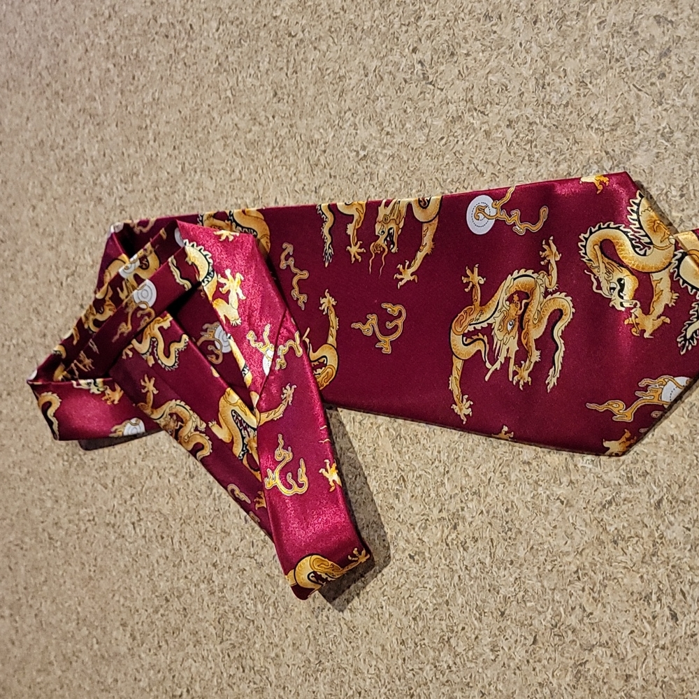 Asian Dragon & Shield - Red Silk Novelty Necktie